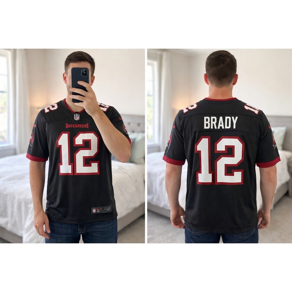 Nike Mens S Tom Brady Tampa‎ Bay Buccaneers Jersey Black 12 NFL Game Jersey